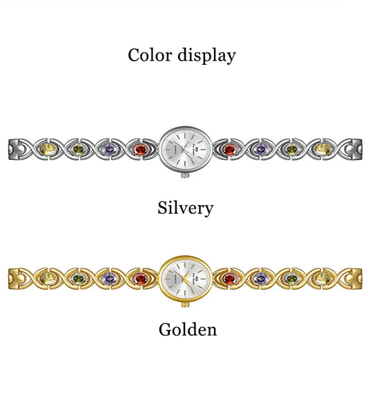 UTHAI Watch For Women Light Luxury Brand Retro Oval Rainbow Bracelet watches Waterproof Ladies Fashion Quartz Clock Wristwatches