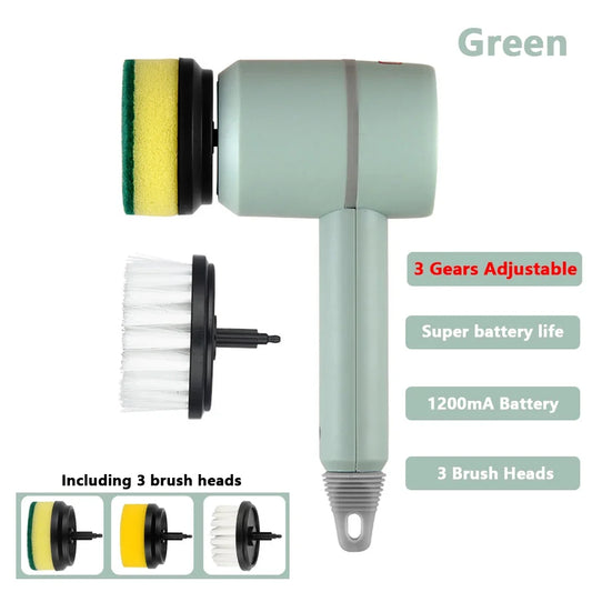New Electric Cleaning Brush 3 Brush Heads Cleaner Multifunctional Cleaning Pots and Dishes For Kitchen Bathroom Bathtub Glass