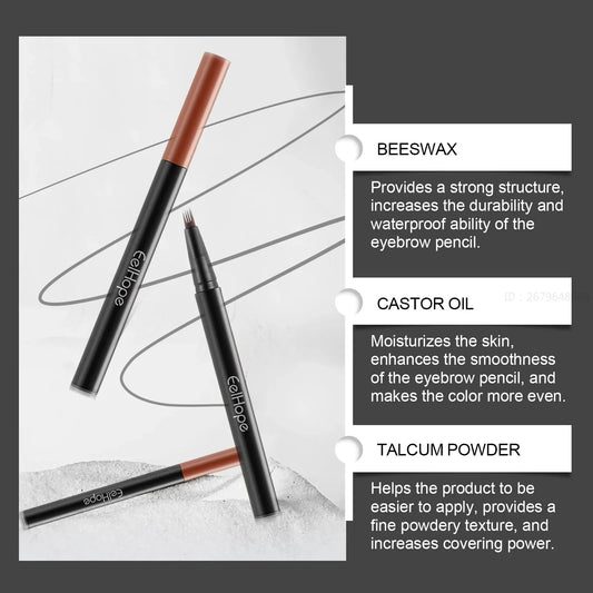4 Forks Eyebrow Pencil Waterproof Long Lasting Dark Gray/Red Brown NO Smudging Eyes Liquid Eye Brows Pen Female Makeup Products
