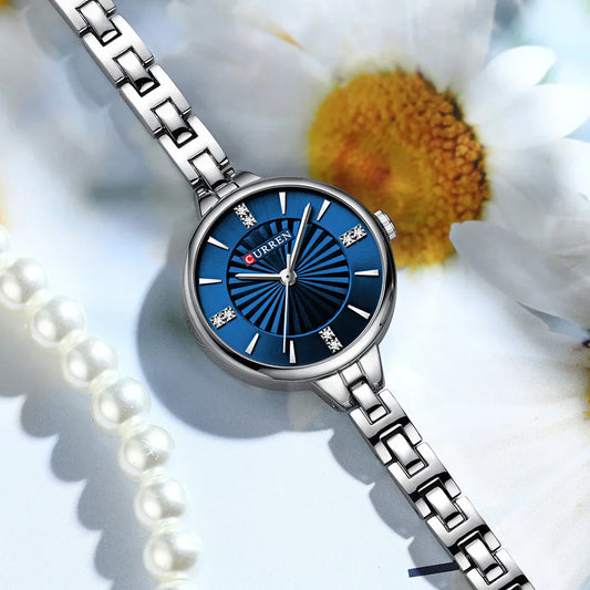 CURREN 9097 Women's Casual Quartz Watch Elegant Simple Design Waterproof Stainless Steel Strap Fashion Business Wristwatch Lady