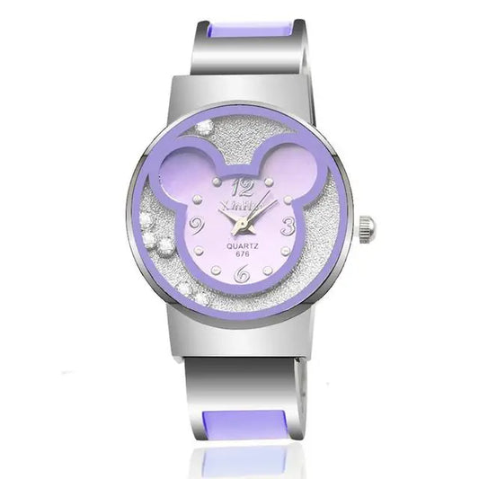 Children's Quartz Watch For Mickey Mouse Cartoon Stainless Steel Bracelet Kids Student Boy Girl Cute Wristwatches Clock Gift