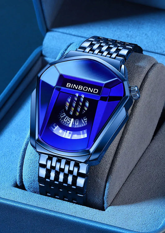 UTHAI Men Watch Trendy Motorcycle Concept Wristwatch Black Technology Watch Steel Waterproof Male Fashion Quartz Watches Has Box