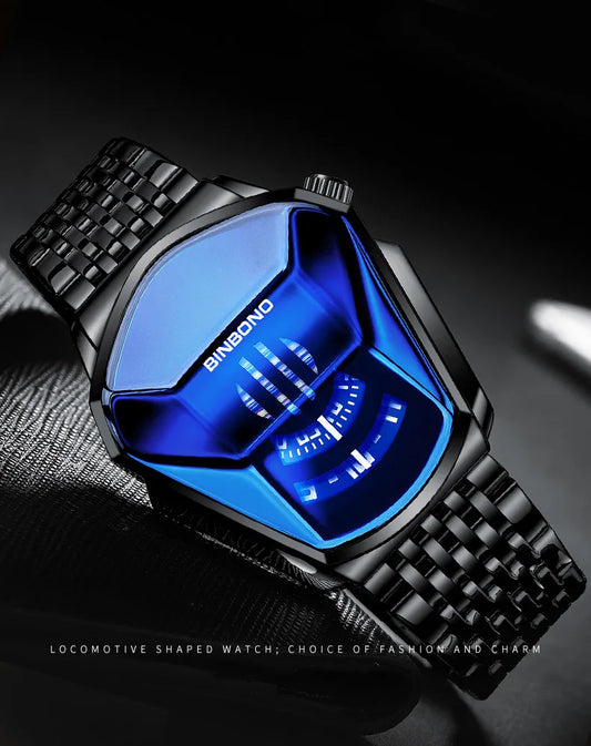UTHAI Men Watch Trendy Motorcycle Concept Wristwatch Black Technology Watch Steel Waterproof Male Fashion Quartz Watches Has Box