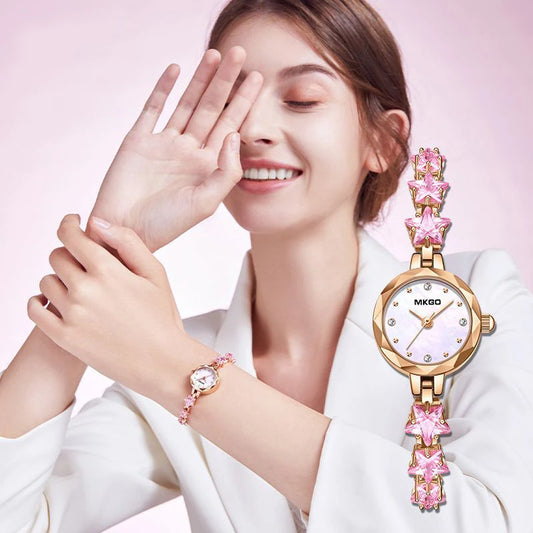 UTHAI W57 Fritillaria Fashion Light Luxury Crystal Watch Women's Exquisite Slim Bracelet Watches Waterproof Ladies Clock Gift