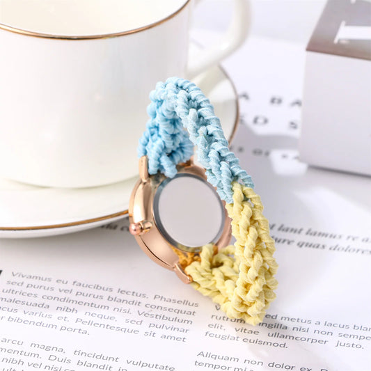 LANCARDO Quartz Braided Scrunchie Watch Elastic Rope Watch Digital Dial Women Multi-functional Ultra-thin Student Bracelet Watch