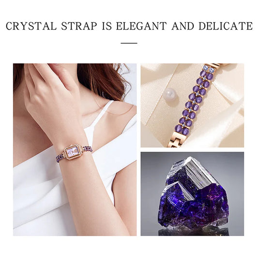 UTHAI W40 Watch For Women Pearl Fritillary Square Waterproof Fashion Luxury Amethyst Diamond inlaid Lady Bracelet Wristwatches