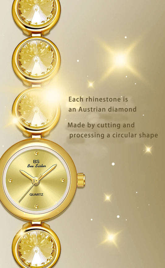 UTHAI Women's Watch Light Luxury Champagne Gold Purple Satellite Bracelet Waterproof LadiesFashion Quartz Clock Watches Gift