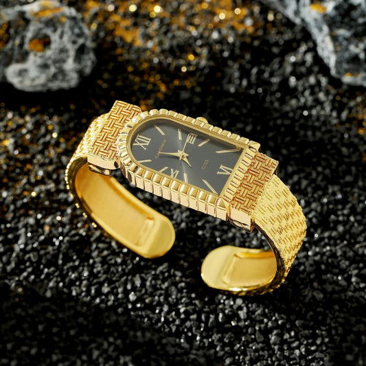 UTHAI W82 Women's Bracelet Watch Fashion Light Luxury Diamonds Small Square Quartz Watches Ladies Metal Wristwatch Jewelry