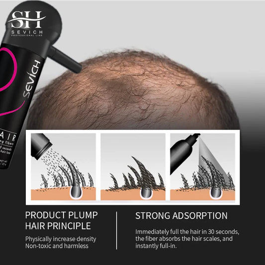 10 Colors Sevich Hair Fibers Keratin Fibers Applicator Hair Building Fibers Spray Hair Loss Instant Regrowth Thickening Powders
