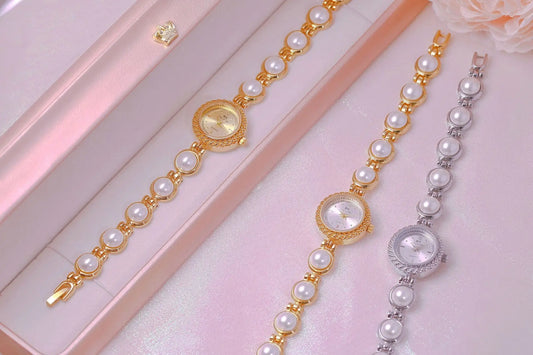 UTHAI Watch For Women Small Fragrance Medieval Luxury Pearl Bracelet Watch Temperament Waterproof Ladies Fashion Quartz Watches