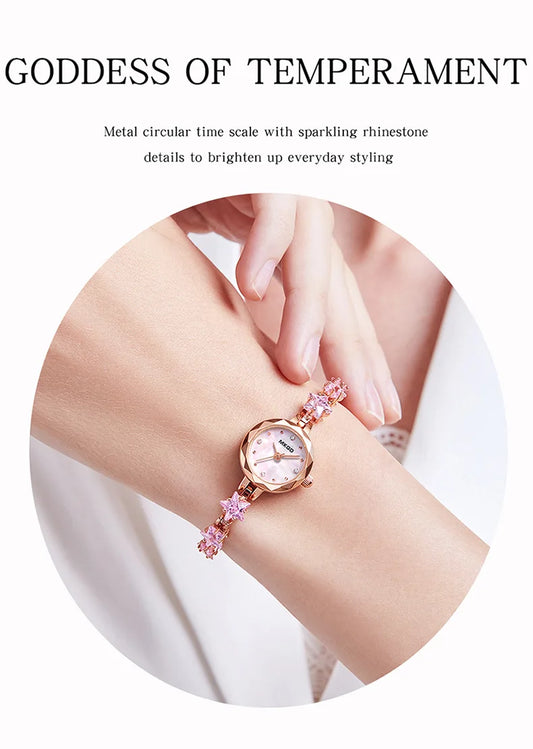 UTHAI W57 Fritillaria Fashion Light Luxury Crystal Watch Women's Exquisite Slim Bracelet Watches Waterproof Ladies Clock Gift