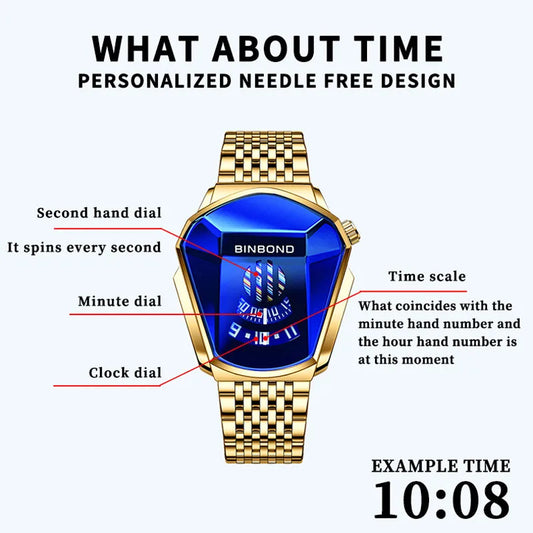 UTHAI Men Watch Trendy Motorcycle Concept Wristwatch Black Technology Watch Steel Waterproof Male Fashion Quartz Watches Has Box
