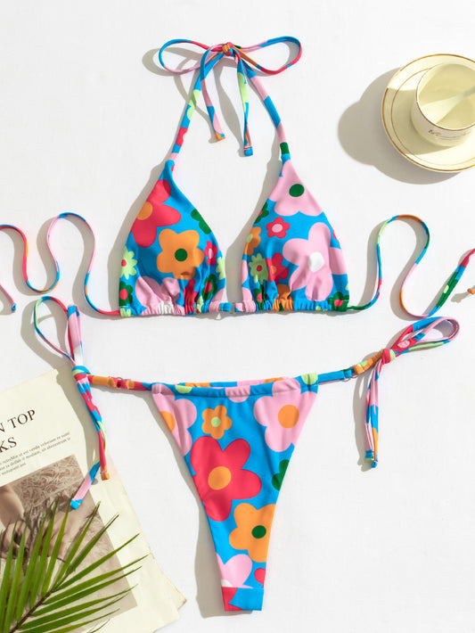 Ladies Fashion Print Split Bikini