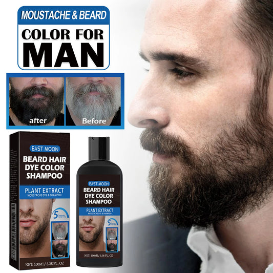East Moon Beard Dye Shampoo For Men, Men Mustache & Beard Dye For Gray Hair To Black, Natural Beard Dye For Men 100ml