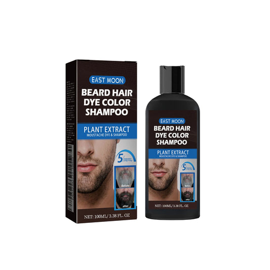East Moon Beard Dye Shampoo For Men, Men Mustache & Beard Dye For Gray Hair To Black, Natural Beard Dye For Men 100ml