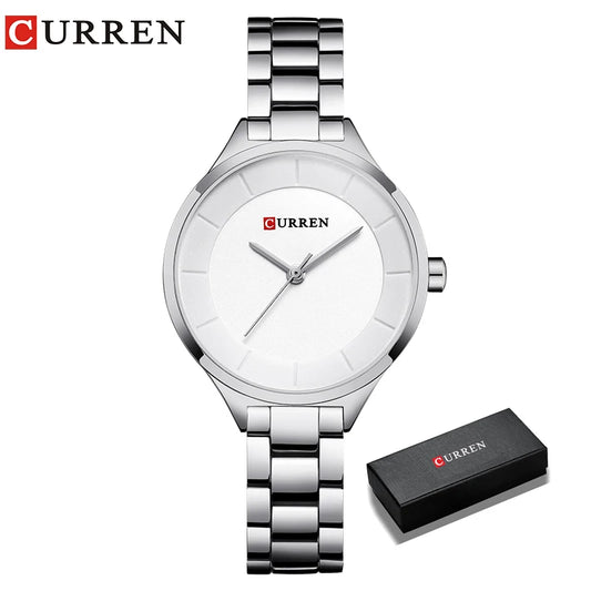 CURREN Top Brand Fashion Ladies Watches Stainless Steel Band Quartz Female Wrist Watch Ladies Gifts Clock Relogio Feminino