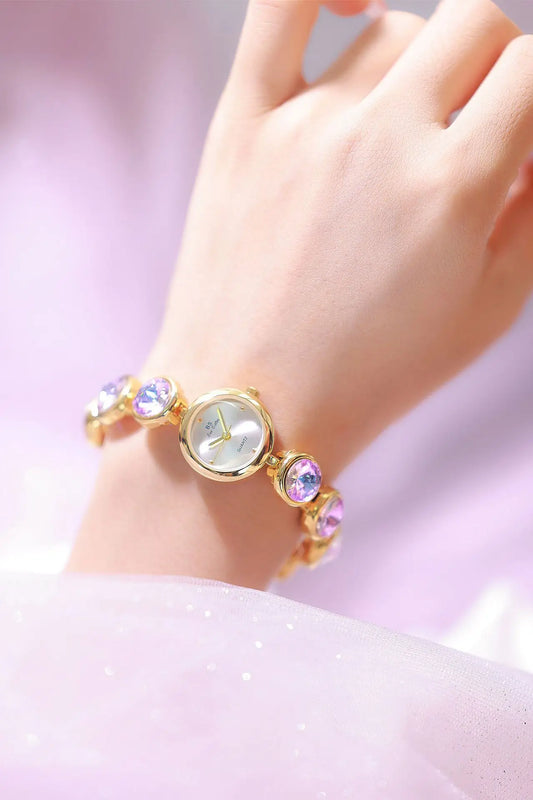 UTHAI Women's Watch Light Luxury Champagne Gold Purple Satellite Bracelet Waterproof LadiesFashion Quartz Clock Watches Gift