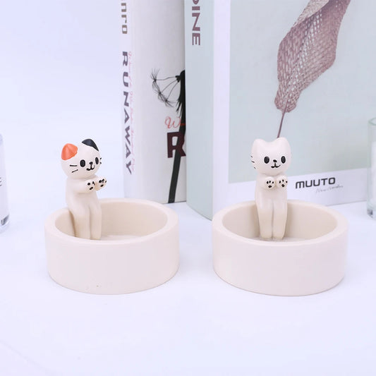 Cartoon Cat Candle Holder Cat Tea Light Candle Holder Cute Grilled Cat Aromatherapy Candle Holder Desktop Decorative Ornaments