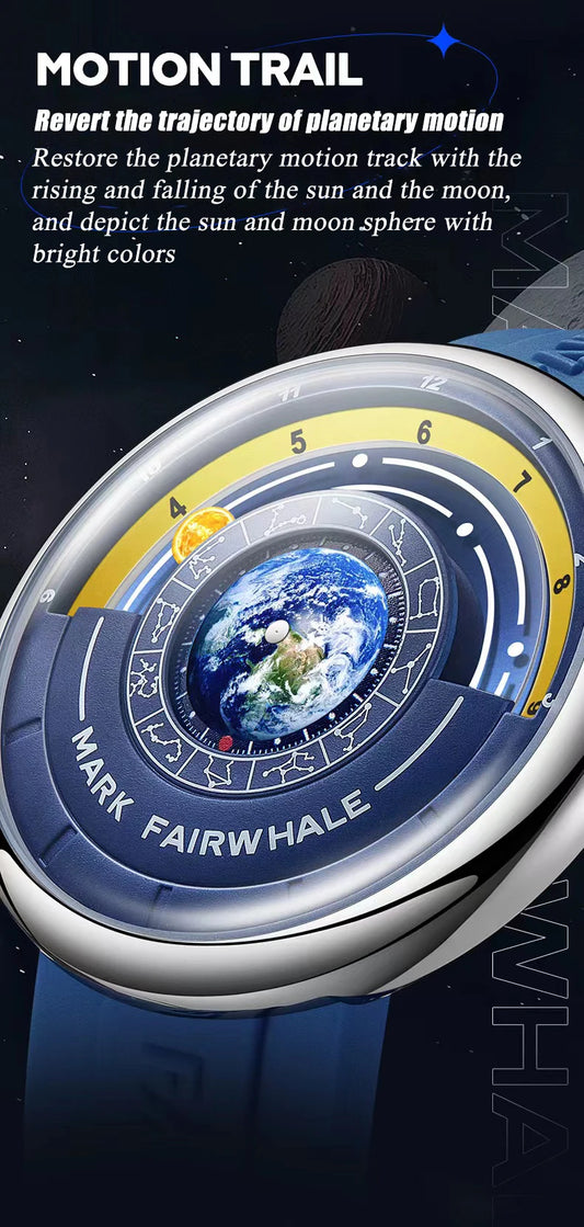 Fairwhale Watches for Man 5700 Mens Watch Fashion Planet Design Dial Silicone Strap Waterproof Quartz Wristwatches Reloj Hombre