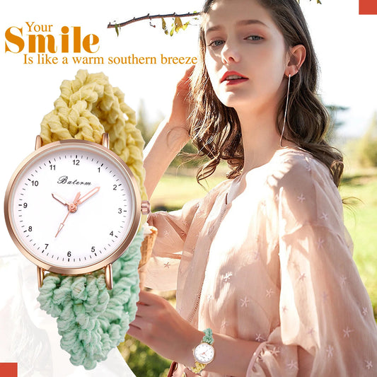LANCARDO Quartz Braided Scrunchie Watch Elastic Rope Watch Digital Dial Women Multi-functional Ultra-thin Student Bracelet Watch