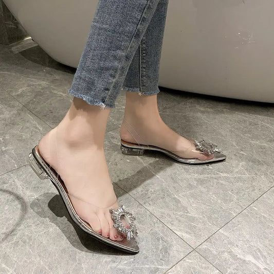 Spring and Autumn Fashion New Sexy Banquet Transparent Comfortable Crystal Women's High Heels Zapatos Mujer
