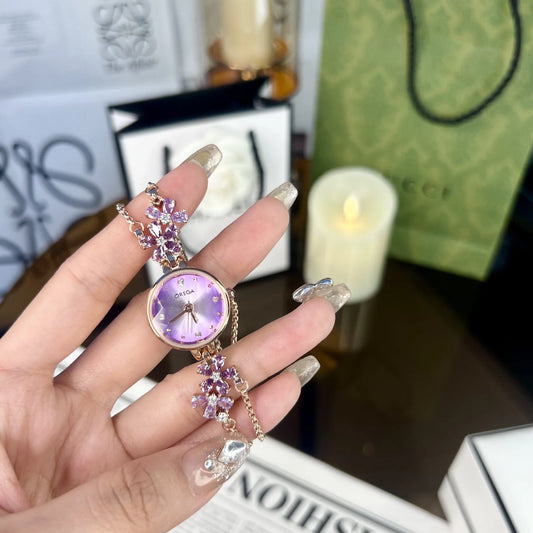 UTHAI Women's Watch Brand Light Luxury Violet Bracelet Chain Wristwatch Green Red Waterproof Ladies Fashion Clock Watches Gift