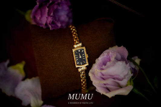Japanese style galaxy purple gold stone watch rectangular small gold watch niche light luxury quartz women's watch new bracelet