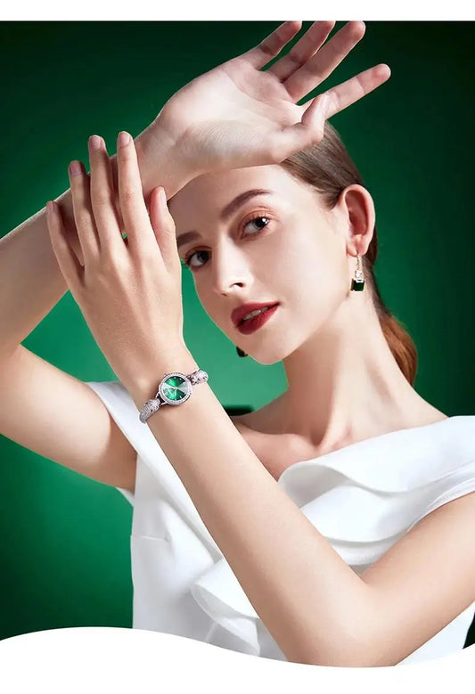 2025 Ladies Fashion Quartz Watch Waterproof Luxury Diamond Inlaid Charming Bracelet Jewelry Full of Sparkling Stones for Women