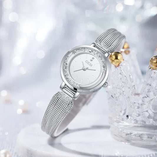 New Ladies Watch Light Luxury Brand Flowing Sand Diamond Premium Candy Strap Women Fashion Quartz Wristwatches Accessories Gift