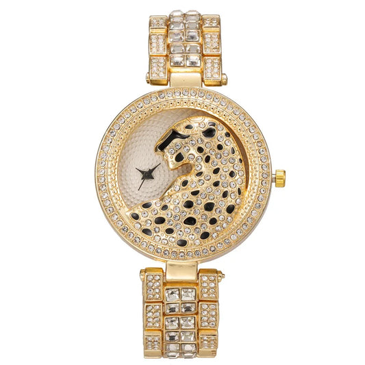 UTHAI H30 Leopard Head Women's Watches Diamonds Quartz Fashion Personality Ladies Jewelry Temperament Bracelet Watch