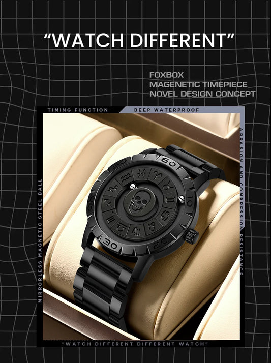 FOXBOX Luxury Skull Design Watch Men Fashion Business Watch Men Full Steel Sport Military Waterproof Men's Quartz Wristwatches