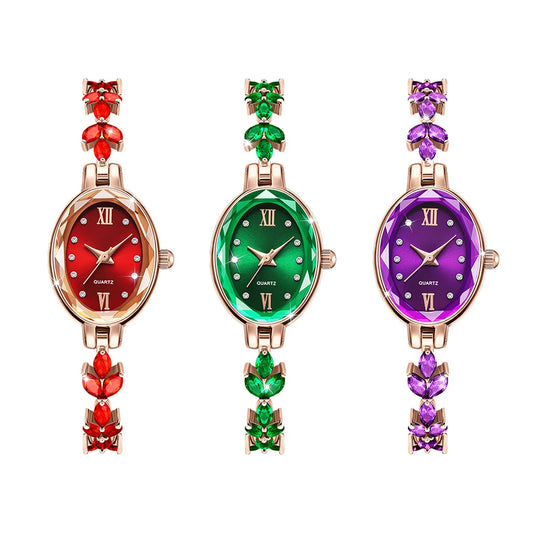 UTHAI L91 Watch For Women Wheat Ear Bracelet Watch Violet Petals Waterproof Light Luxury Jewelry Female Fashion Quartz Watches