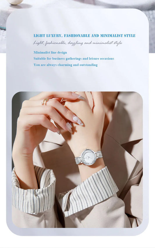 New Ladies Watch Light Luxury Brand Flowing Sand Diamond Premium Candy Strap Women Fashion Quartz Wristwatches Accessories Gift