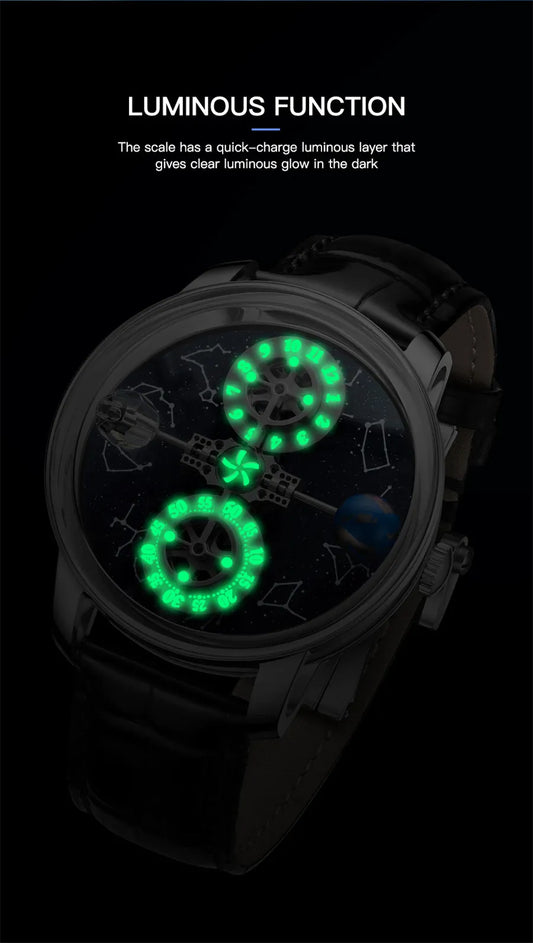 PINDU Watches New Mechanical Celestial Body Starry Twelve Constellations Sapphire Waterproof Men  Leather Wristwatches 8215A Box