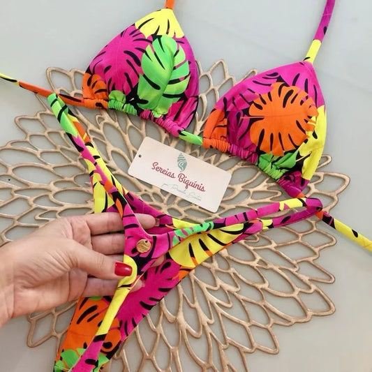 Women's Bikini Split Print Swimwear Fashion G-string Beach Holiday