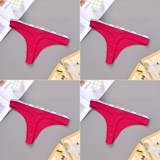4PCS Sexy Erotic Women's Thong Solid Color Cotton Women's Panties Soft Skin Friendly Women's Underwear Seamless Cute Lingerie