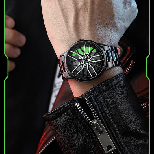 VA VA VOOM LT01 Cool Sports Car Wheel Elements Come Running Quartz Luminous Waterproof Steel Belt Watches for Man Reloj Hombre