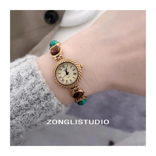2025 new retro watch niche light luxury bracelet style women's watch temperament cool small dial inlaid with gemstones