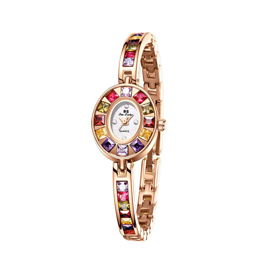 UTHAI Women's Chain Watch Brand Light Luxury Gold Gradient Rainbow Bracelet Waterproof Ladies Fashion Quartz clock Watches Gift