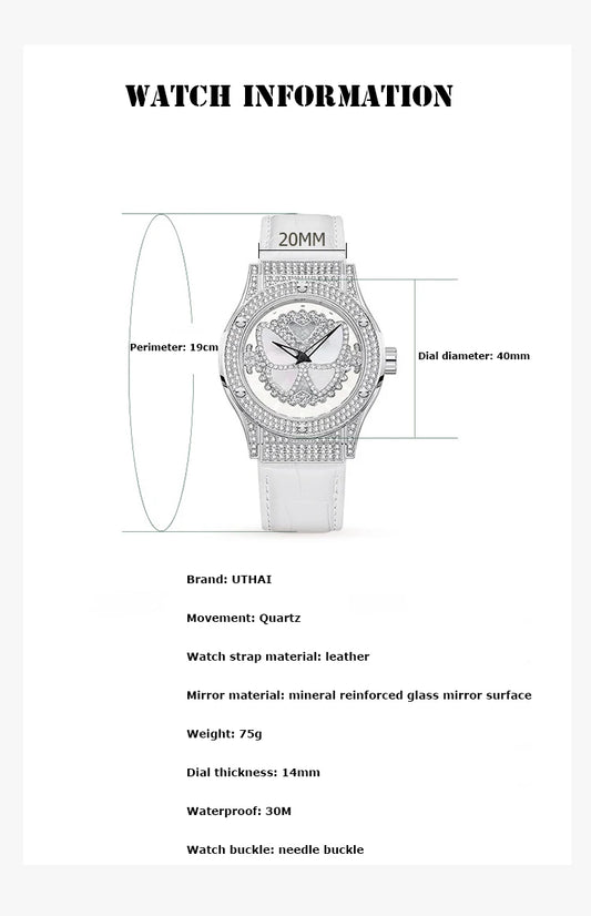 New Watch Women Full Diamond Light Luxury Hollow Full Sky Star butterfly Leather Waterproof Female Fashion Quartz Watches