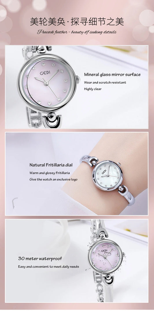 UTHAI W34 Women's Bracelet Watch Light Luxury Simple Exquisite Round Dial Waterproof Clock Lady Fashion Korean Quartz Watches