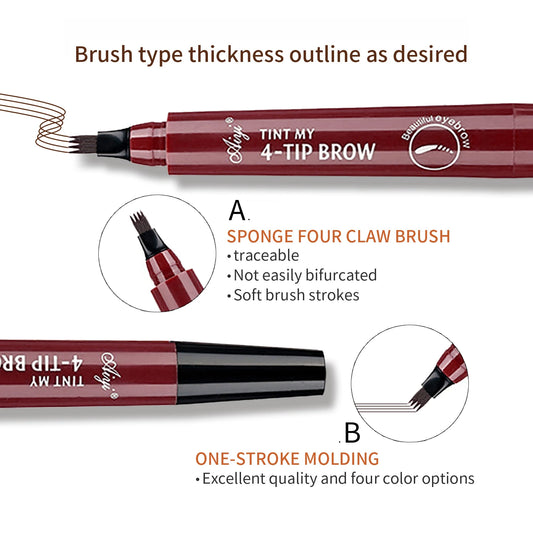Four-pronged eyebrow pencil non-smudged, water-resistant
