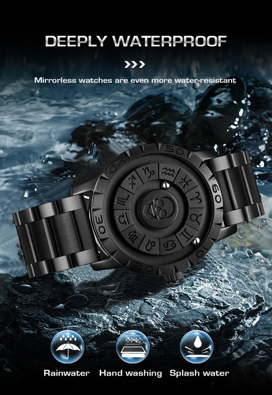 FOXBOX Men Watch LIGE Brand Creative Stainless Steel Band Scrolling Beads Quartz Watches for Men Magnetic Force Waterproof Clock