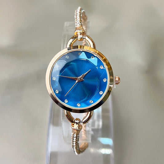 UTHAI V4 New Women's Quartz Watches Water Diamond Female's Wristwatch Small Dial Slim Adjustable Jewelry Girl Watch Bracelet