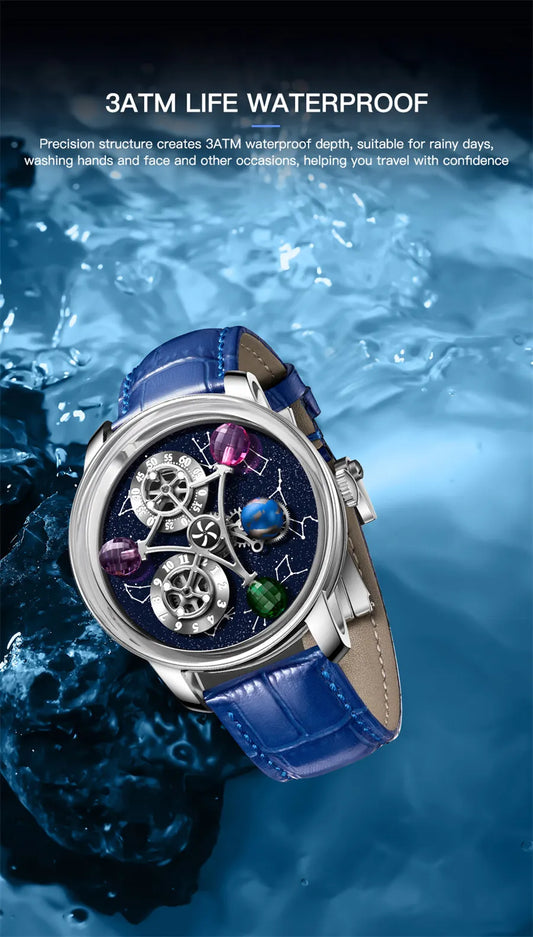 PINDU Design Starry Twelve Constellations Mechanical Watch Sapphire Waterproof Men Mechanical Wristwatches Miyata 8215 Movement