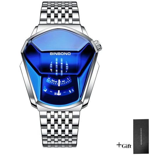 UTHAI Men Watch Trendy Motorcycle Concept Wristwatch Black Technology Watch Steel Waterproof Male Fashion Quartz Watches Has Box