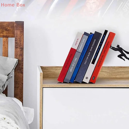 Creative Super Hero Bookshelf Figurines Metal Book Storage Display