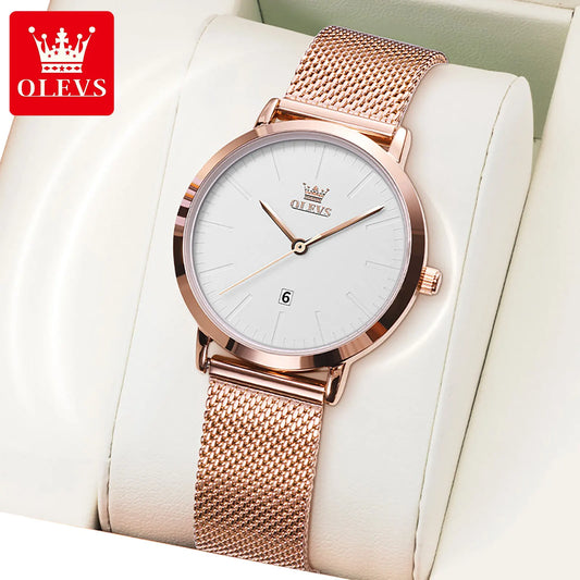 OLEVS Luxury Fashion Watch for Women Rose Gold Waterproof Quartz Ladies Wristwatch Original Simple Women's Watches Montre Femme