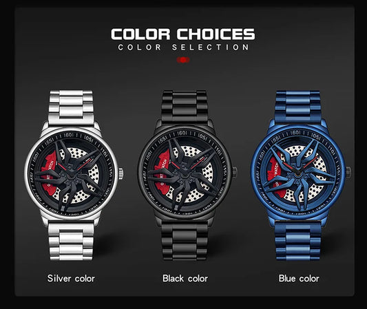 UTHAI L72 Watch For Men Cool Wheel Watch Luxury High Quality Male's Quartz Watches Hollow out 360 ° Rotary Dial Waterproof Clock