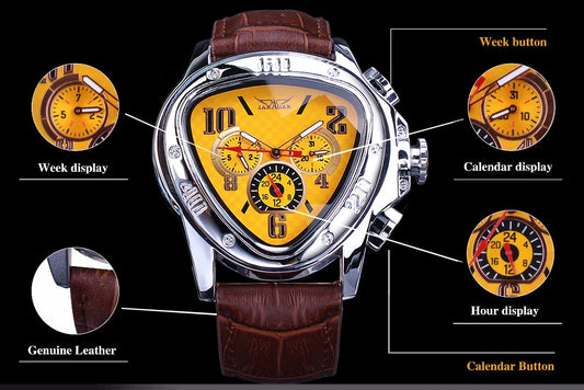 JARAGAR 951 Top Class Men's Mechanical Watches Design Leather Strap Three Needles Automatic Waterproof Mechanical Watch for Men